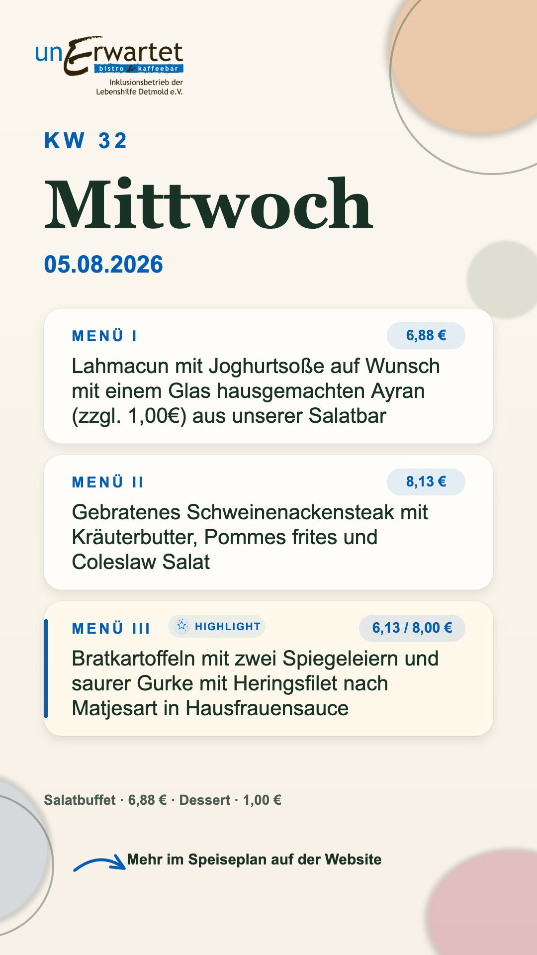 Mittwoch 05.08.2026