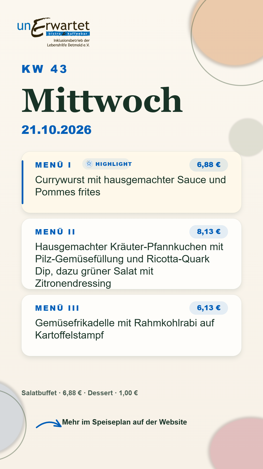 Mittwoch 21.10.2026