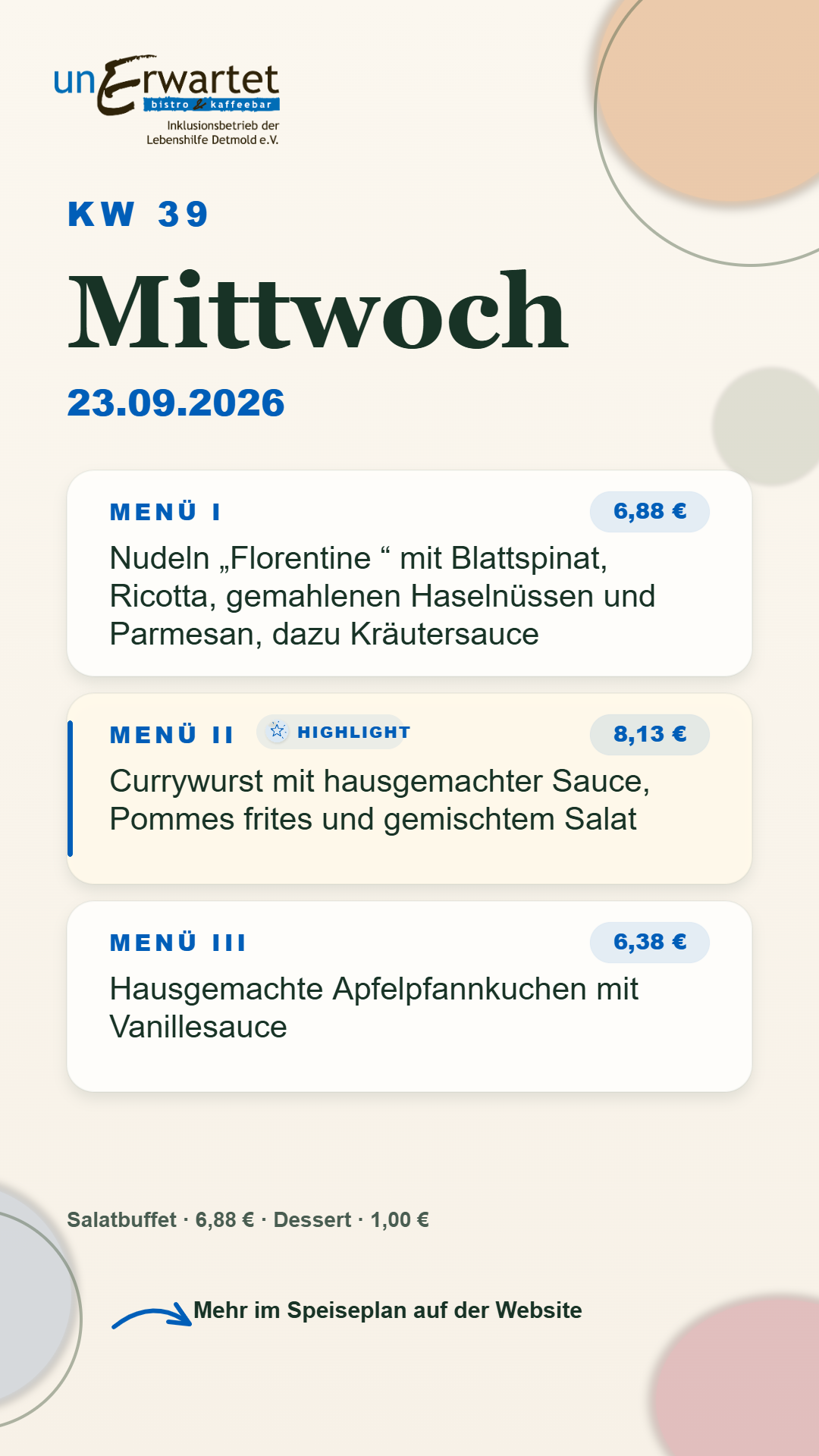 Mittwoch 23.09.2026